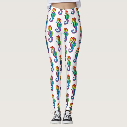 Rainbow Polygonal Seahorse Leggings (Voorkant)