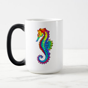 Rainbow Polygonal Seahorse Magische Mok