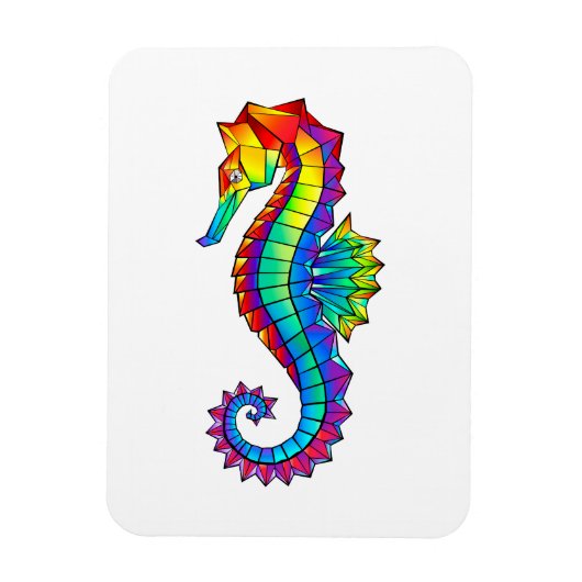 Rainbow Polygonal Seahorse Magneet (Verticaal)