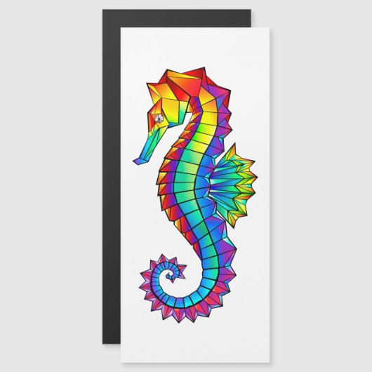 Rainbow Polygonal Seahorse Magnetische Uitnodiging (Voorkant / Achterkant)