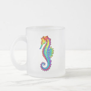 Rainbow Polygonal Seahorse Matglas Koffiemok
