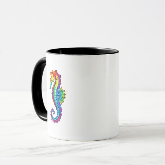 Rainbow Polygonal Seahorse Mok (Voorkant links)