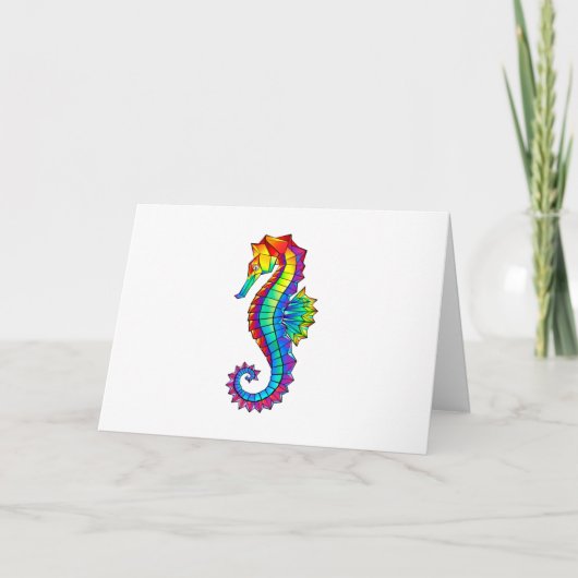 Rainbow Polygonal Seahorse Notitiekaartje (Voorkant)