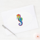 Rainbow Polygonal Seahorse Ovale Sticker (Envelop)