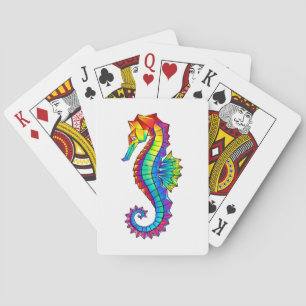 Rainbow Polygonal Seahorse Pokerkaarten