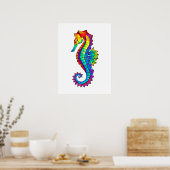 Rainbow Polygonal Seahorse Poster (Keuken)