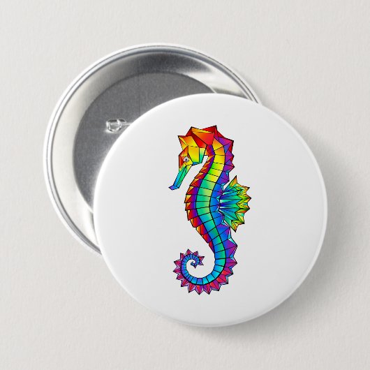 Rainbow Polygonal Seahorse Ronde Button 7,6 Cm (Voorkant /achterkant)