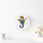 Rainbow Polygonal Seahorse Ronde Klok (Huis)