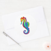 Rainbow Polygonal Seahorse Ronde Sticker (Envelop)