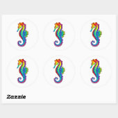 Rainbow Polygonal Seahorse Ronde Sticker (Vel)