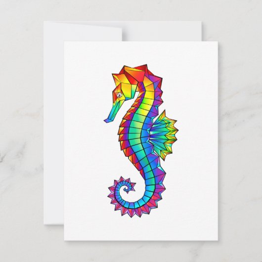Rainbow Polygonal Seahorse Save The Date (Voorkant)