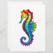 Rainbow Polygonal Seahorse Save The Date (Voorkant / Achterkant)