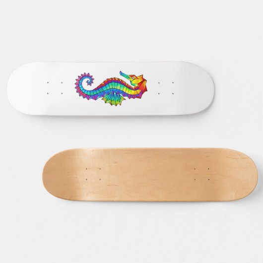 Rainbow Polygonal Seahorse Skateboard (Horizontaal)