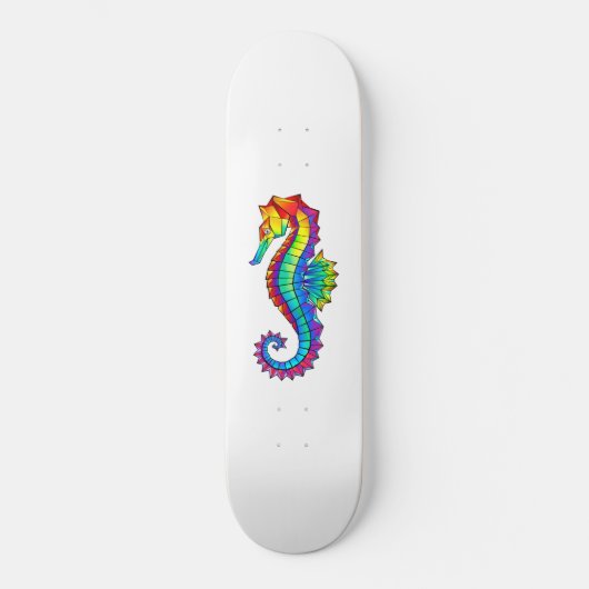 Rainbow Polygonal Seahorse Skateboard (Voorkant)