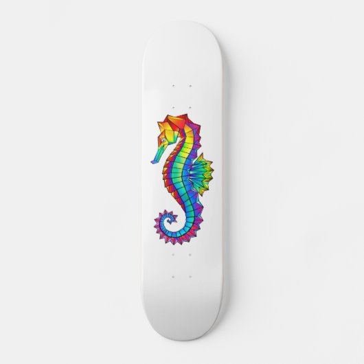 Rainbow Polygonal Seahorse Skateboard (Voorkant)