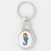 Rainbow Polygonal Seahorse Sleutelhanger (Voorkant)