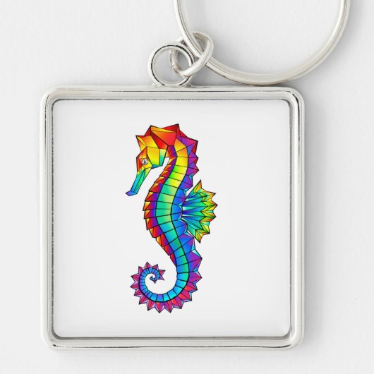 Rainbow Polygonal Seahorse Sleutelhanger (Voorkant)