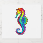 Rainbow Polygonal Seahorse Sparkling Wijnetiket (Enkel label)