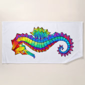 Rainbow Polygonal Seahorse Strandlaken (Voorkant)