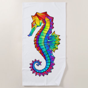 Rainbow Polygonal Seahorse Strandlaken