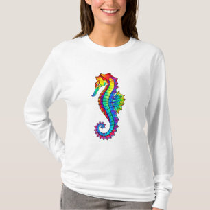 Rainbow Polygonal Seahorse T-shirt