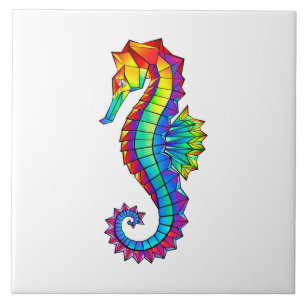 Rainbow Polygonal Seahorse Tegeltje