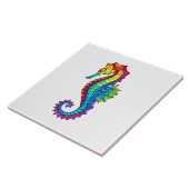 Rainbow Polygonal Seahorse Tegeltje (Zijkant)