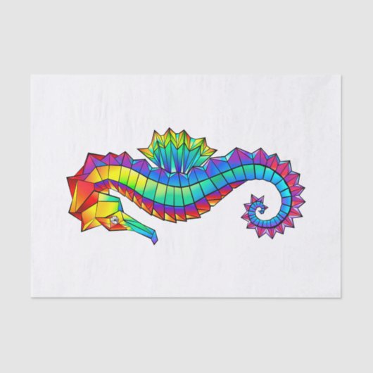 Rainbow Polygonal Seahorse Tissuepapier (Voorkant)