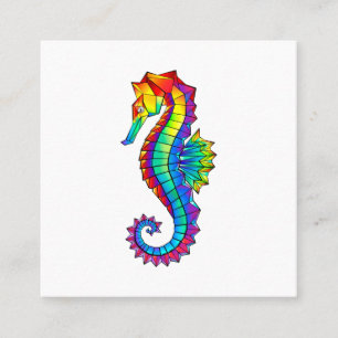 Rainbow Polygonal Seahorse Vierkante Visitekaartje