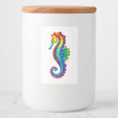 Rainbow Polygonal Seahorse Voedselcontainer Etiket (Voorkant)