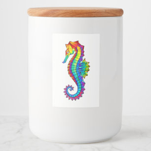 Rainbow Polygonal Seahorse Voedselcontainer Etiket