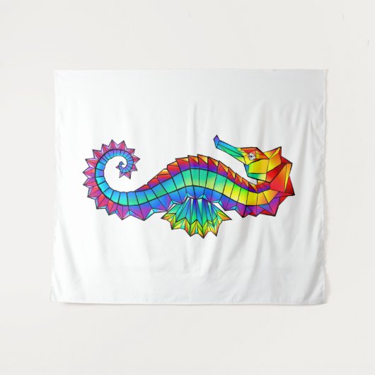 Rainbow Polygonal Seahorse Wandkleed (Voorkant (horizontaal))
