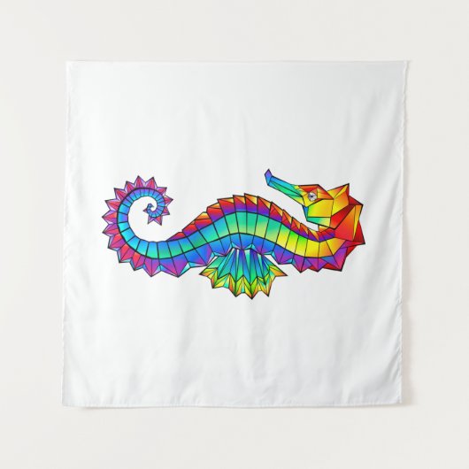Rainbow Polygonal Seahorse Wandkleed (Voorkant (horizontaal))