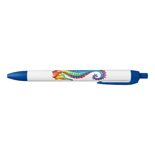 Rainbow Polygonal Seahorse Zwarte Inkt Pen (Bodem)