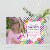 Rainbow Pony Unicorn Invitation de fête d'annivers (Debout devant)