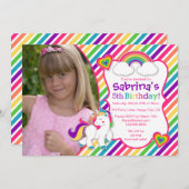 Rainbow Pony Unicorn Invitation de fête d'annivers (Devant / Derrière)