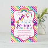 Rainbow Pony Unicorn Invitation de fête d'annivers (Debout devant)