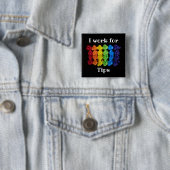Rainbow Poodle Dog Tips Button (In situ)