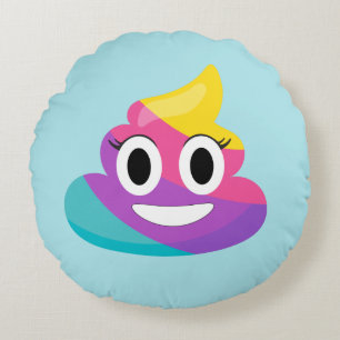 Rainbow Poop Emoji Pillow Rond Kussen