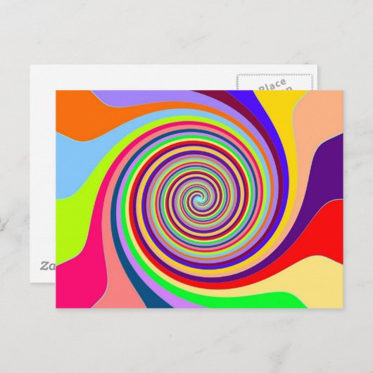 Rainbow pop art psychedelic swirl briefkaart (Voorkant / Achterkant)