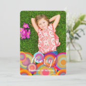 Rainbow Pop Circles Kinderen Birthday Foto Kaart (Staand voorkant)