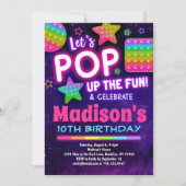 Rainbow Pop Fidget Birthday Invitation for Girls Kaart (Voorkant)