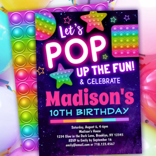 Rainbow Pop Fidget Invitation d'anniversaire pour