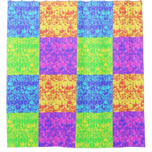 Rainbow pop, kunstborrelen douchegordijn (Voorkant)