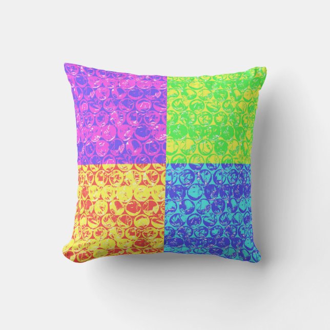 Rainbow pop, kunstborrelen kussen (Voorkant)