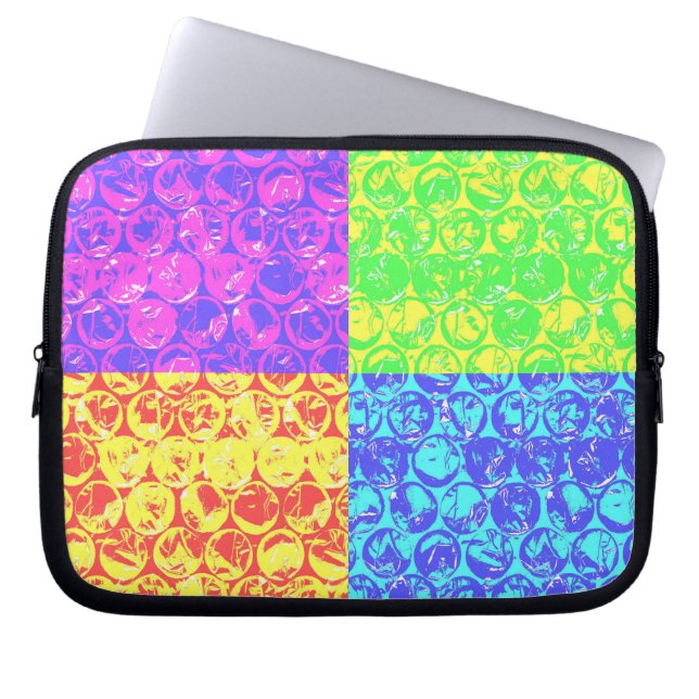Rainbow pop, kunstborrelen laptop sleeve (Voorkant)