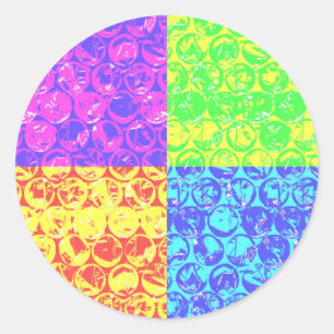 Rainbow pop, kunstborrelen ronde sticker