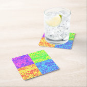 Rainbow pop, kunstborrelen vierkante kartonnen onderzetter (Insitu)
