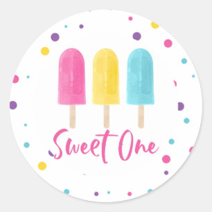 Rainbow Pop Sweet One 1st Birthday Ronde Sticker