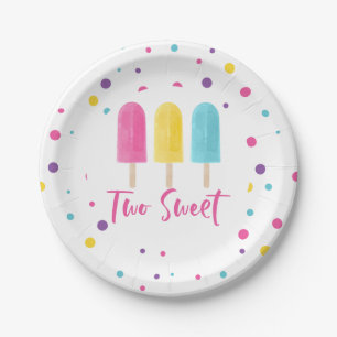 Rainbow Pop Two Sweet 2de verjaardag Papieren Bordje